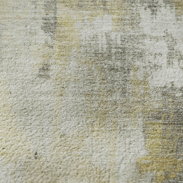 10' X 14' Abstract Washable Area Rug With UV Protection (705389) - Gold / Ivory / Gray
