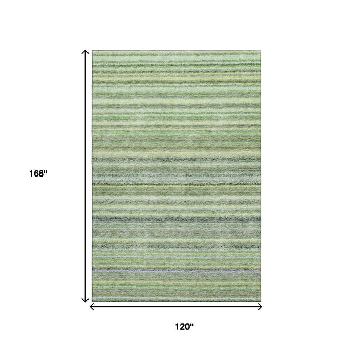 10' X 14' Striped Washable Area Rug With UV Protection (650794) - Green / Blue
