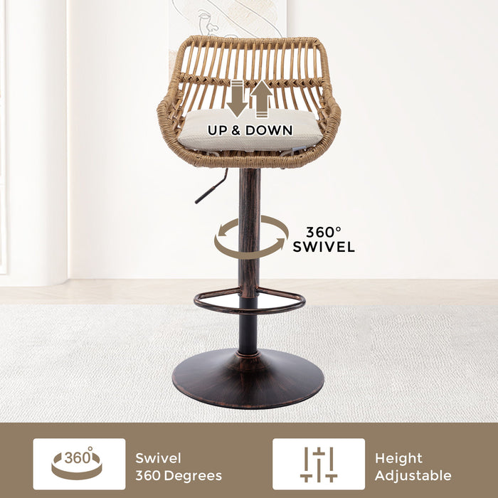 Set of 2 Giga modern swivel bar stools with adjustable height and footrests, featuring sleek design and comfortable seating.
