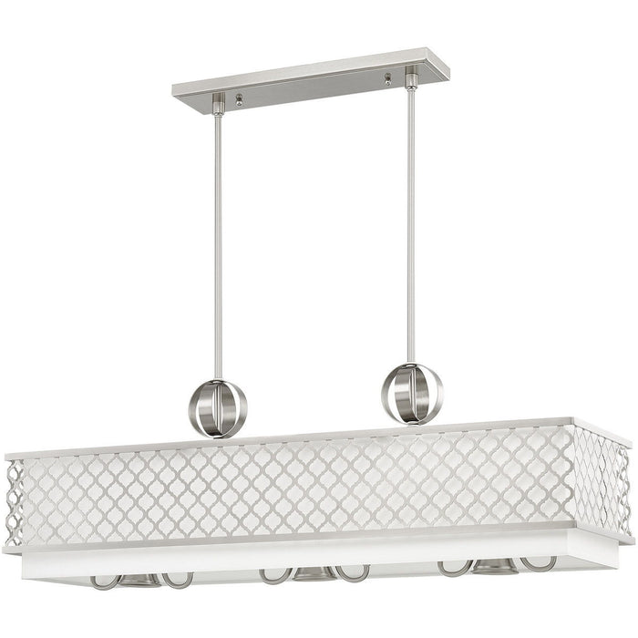 17" Nine Light Dimmable Chandelier With Shades - Nickel