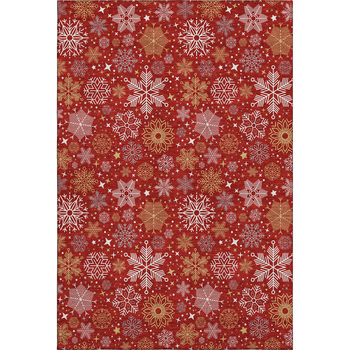 10' X 14' Abstract Geometric Washable Area Rug With UV Protection (702292) - Red / Gold / Ivory