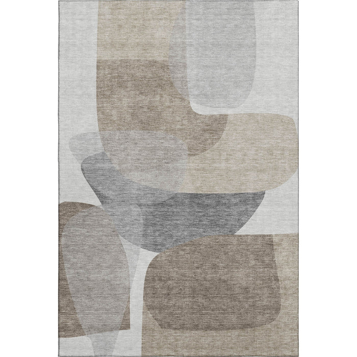 10' X 14' Abstract Washable Area Rug With UV Protection (718581) - Taupe / Gray