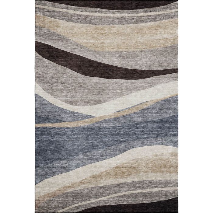 10' X 14' Abstract Washable Area Rug With UV Protection (684232) - Blue / Brown / Taupe