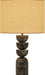 Meridian Furniture Opus table lamp with genuine marble base, linen textured fabric shade, and brass accents.