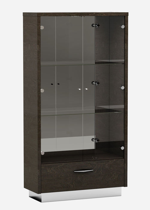 Accent Cabinet With One Drawer - Silver And Gray And Brown