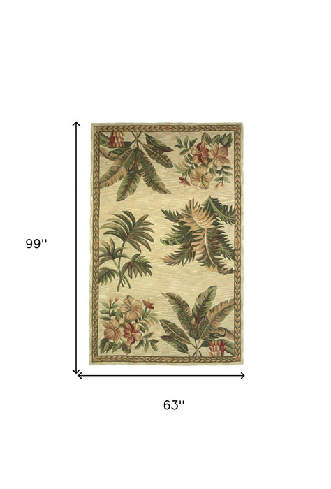 5.3' x 8.3' Wool Area Rug - Ivory