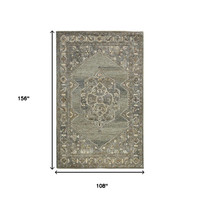 9' X 13' Wool Oriental Hand Tufted Area Rug - Ivory
