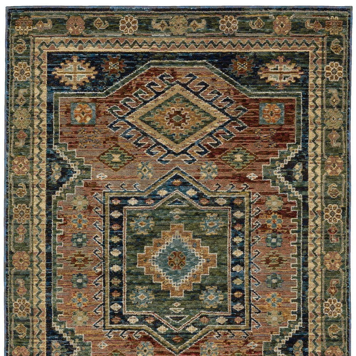 8' X 11' Tribal Area Rug (576419) - Blue / Brown / Green