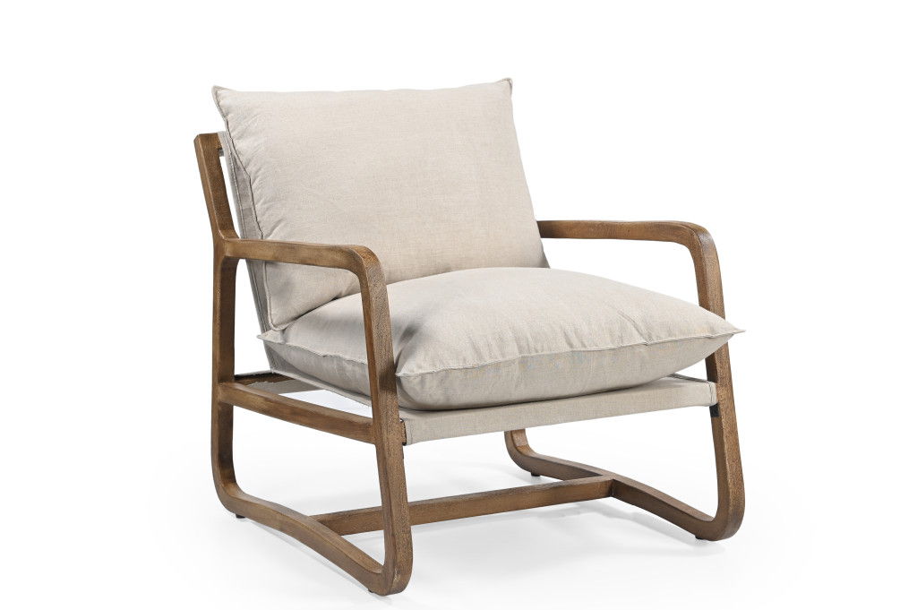 30" Mid-Century Linen Arm Chair - Brown