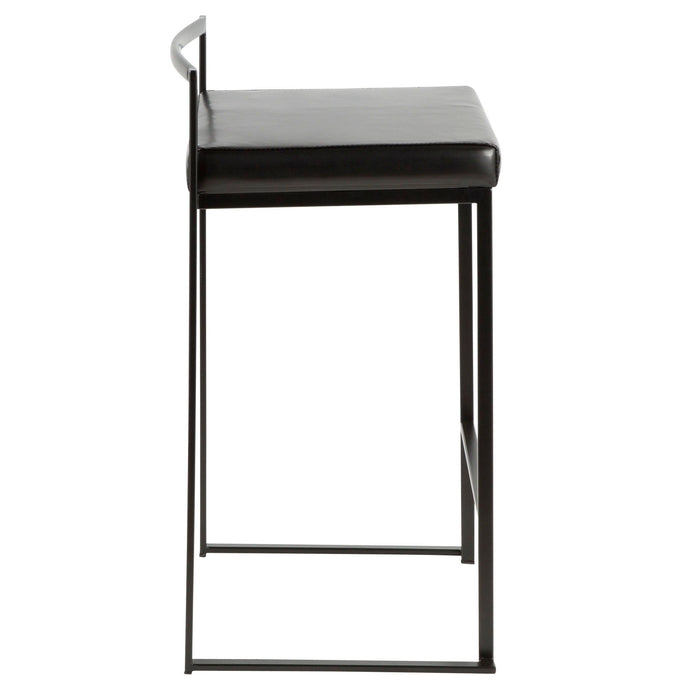 Fuji - Stackable Counter Stool With Cushion - Black Metal