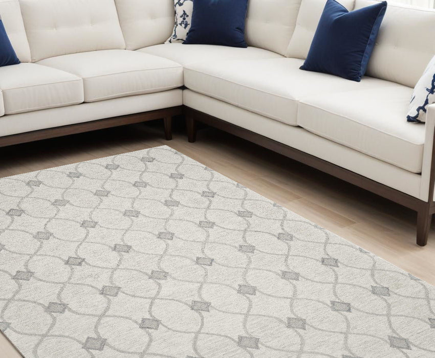 9' x 12' Wool Hand Tufted Area Rug - Ivory