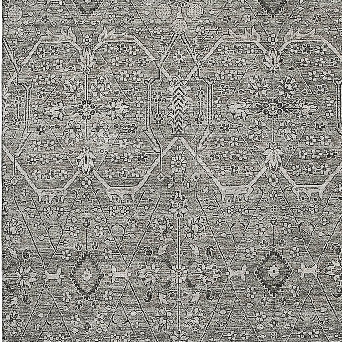 10' X 14' Floral Washable Area Rug With UV Protection (691746) - Pewter / Gray / Silver