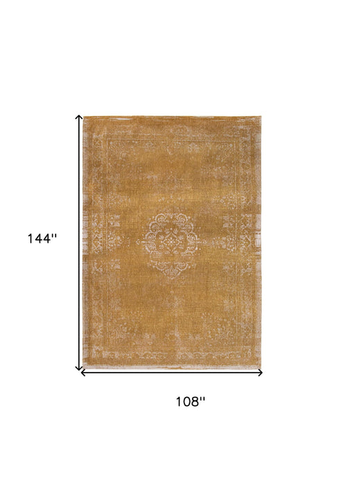 9' x 13' Medallion Non Skid Area Rug - Orange And White