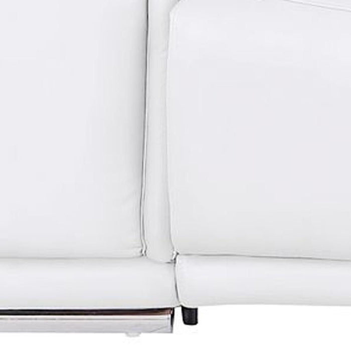 Leather Power Reclining Loveseat (643827) - White / Silver