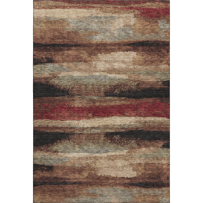 10' X 14' Abstract Washable Area Rug With UV Protection (675036) - Coffee / Burgundy / Beige