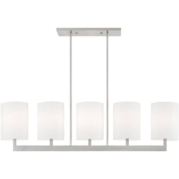 22'' Five-Light Dimmable Chandelier With Shades - Nickel