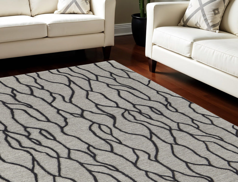12' x 15' Wool Abstract Hand Tufted Area Rug - Gray And Black