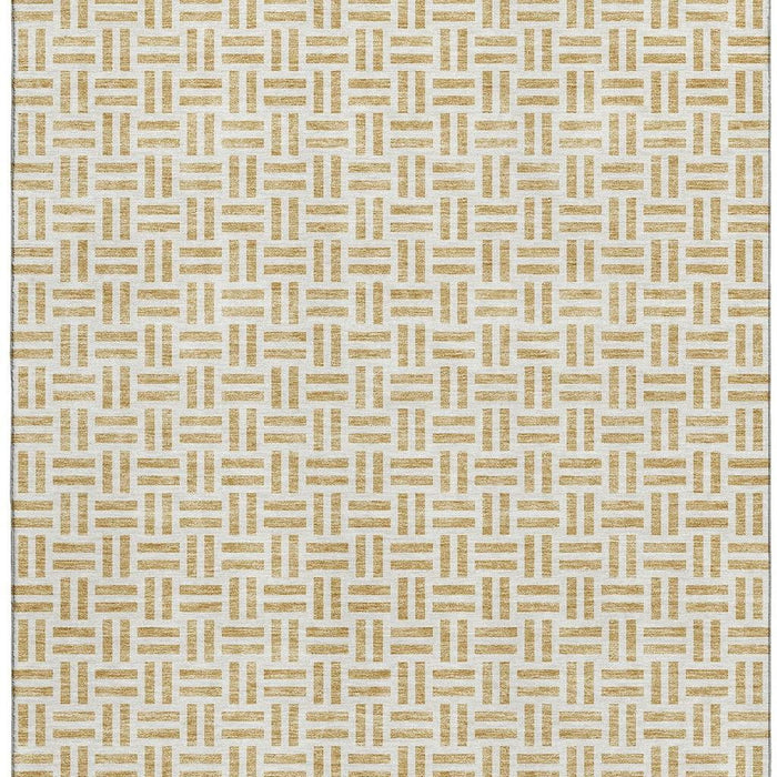 10' X 14' Geometric Washable Area Rug With UV Protection (677243) - Gold / Ivory