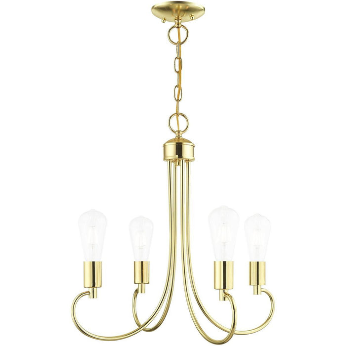 20" Four Light Dimmable Chandelier With Shades - Brass