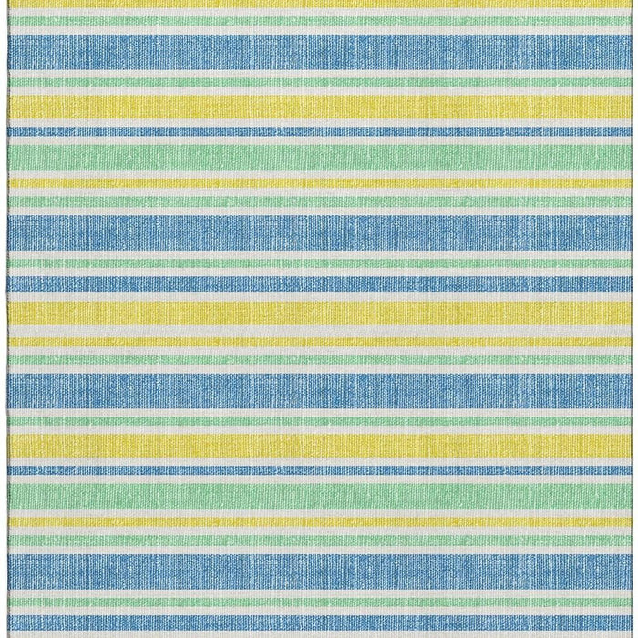 10' X 14' Striped Washable Area Rug With UV Protection (647896) - Yellow / Blue
