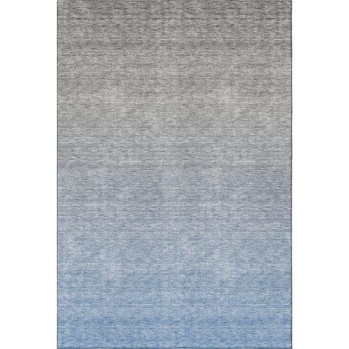 10' X 14' Ombre Washable Area Rug With UV Protection - Blue And Gray
