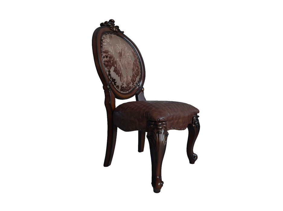 Tufted And Redwood Upholstered Faux Leather King Louis Back Dining Side Chairs (Set of 2) - Brown