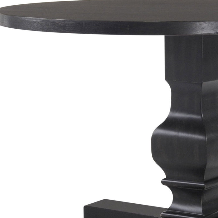 47" Rounded Solid Wood Pedestal Base Dining Table - Black