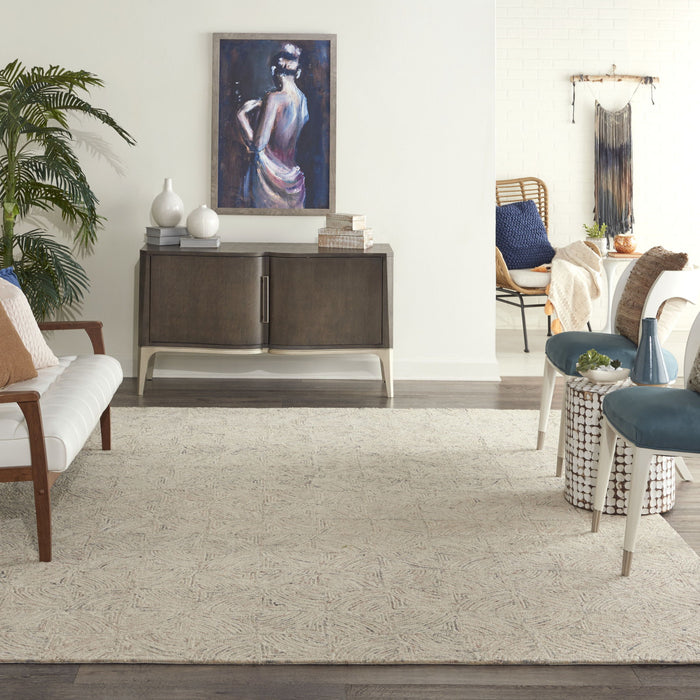 8' X 11' Wool Geometric Area Rug - Ivory / Gray