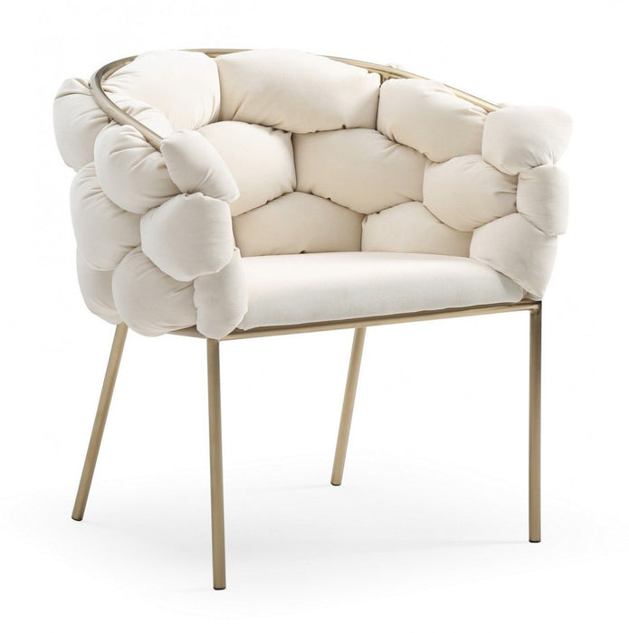 Upholstered Fabric Dining Room Arm Chair - White