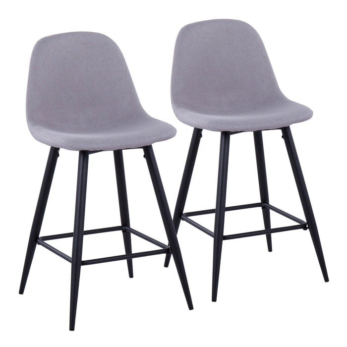 Pebble - Mid-Century Modern Counter Stool With Light Gray Seat (Set of 2)