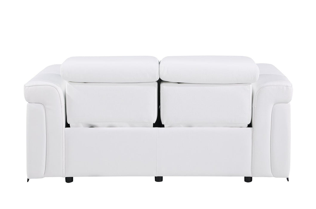 Italian Leather Power Reclining Loveseat (720494) - White / Black