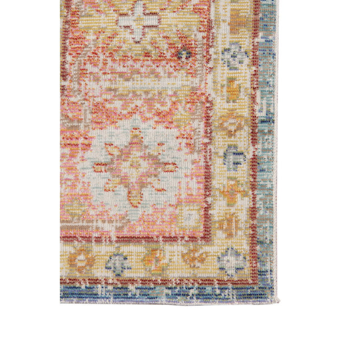 9' x 13' Floral Power Loom Area Rug - Blue Gold And Orange