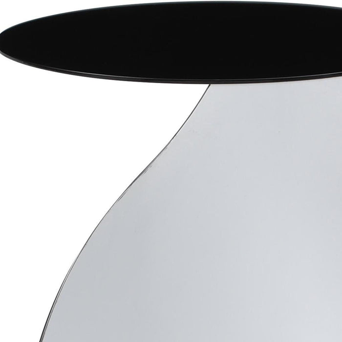 Steel Round Pedestal End Table (719932) - Black / White