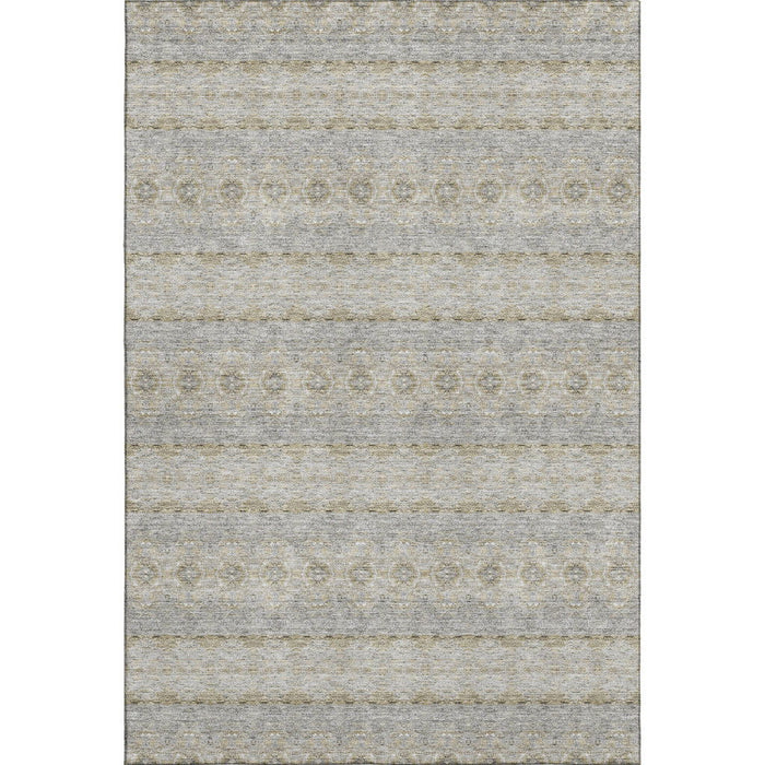 10' X 14' Floral Medallion Washable Area Rug With UV Protection (651352) - Silver / Beige / Ivory