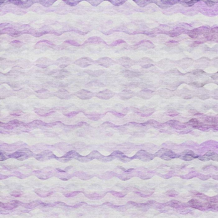 8' X 10' Geometric Washable Area Rug With UV Protection - Purple / Ivory