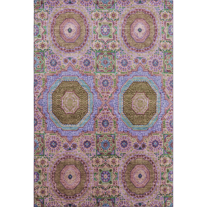 10' X 14' Medallion Washable Area Rug With UV Protection (708223) - Pink / Teal / Taupe