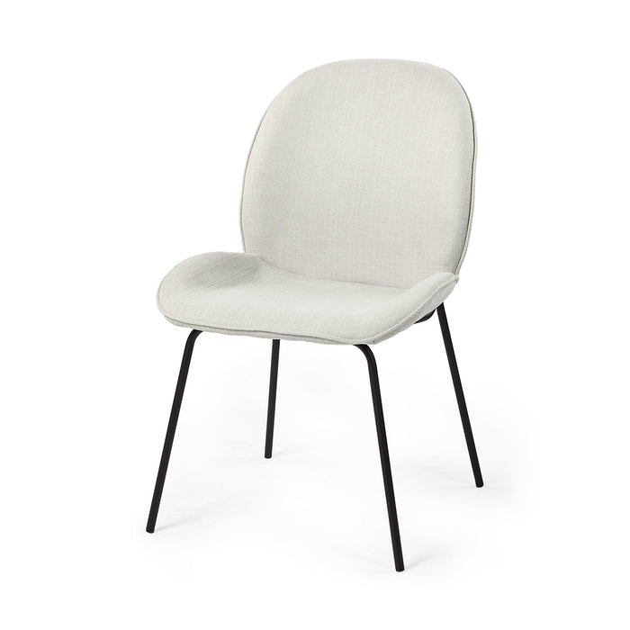 Upholstered Fabric Dining Side Chairs (Set of 2) - White