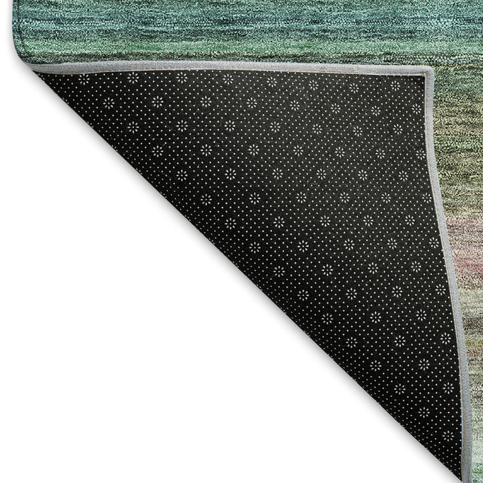 10' X 14' Striped Washable Area Rug With UV Protection (677327) - Sage / Teal / Lavender