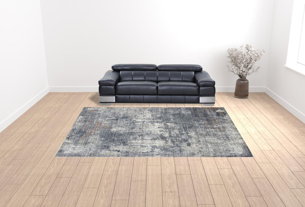 10' x 14' Abstract Power Loom Area Rug - Ivory And Gray