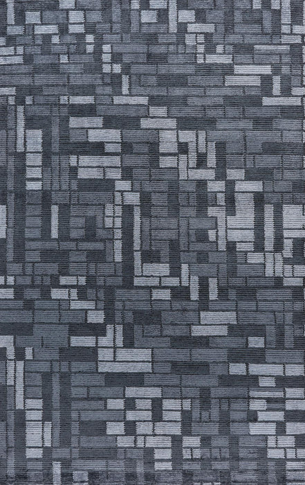 5' X 8' Striped Hand Knotted Area Rug (744162) - Blue / Gray