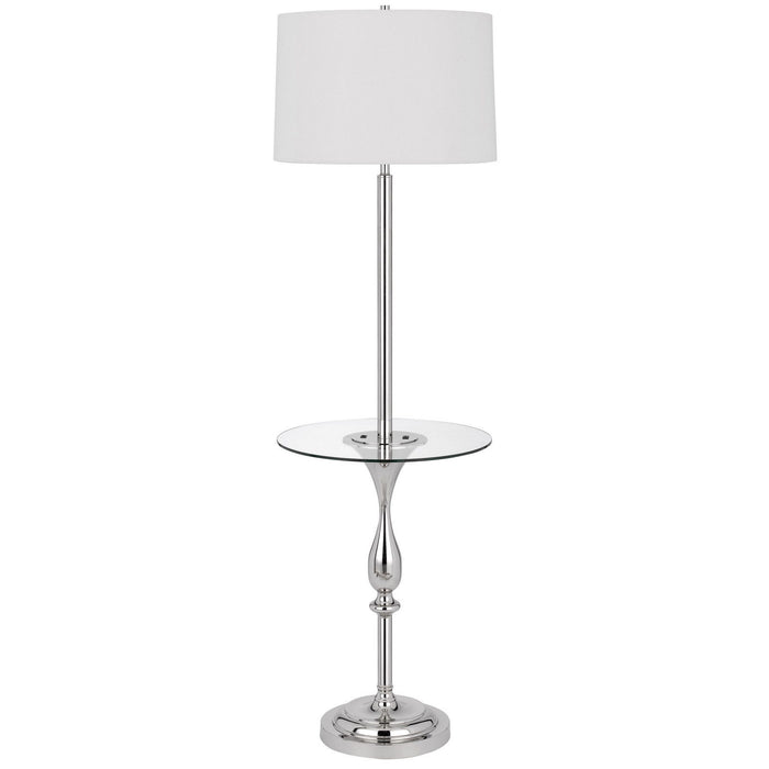Tray Table Floor Lamp With White Transparent Glass Square Shade - Chrome