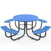 Giga 46-inch round outdoor steel picnic table with umbrella hole and sturdy legs for outdoor dining and gatherings
