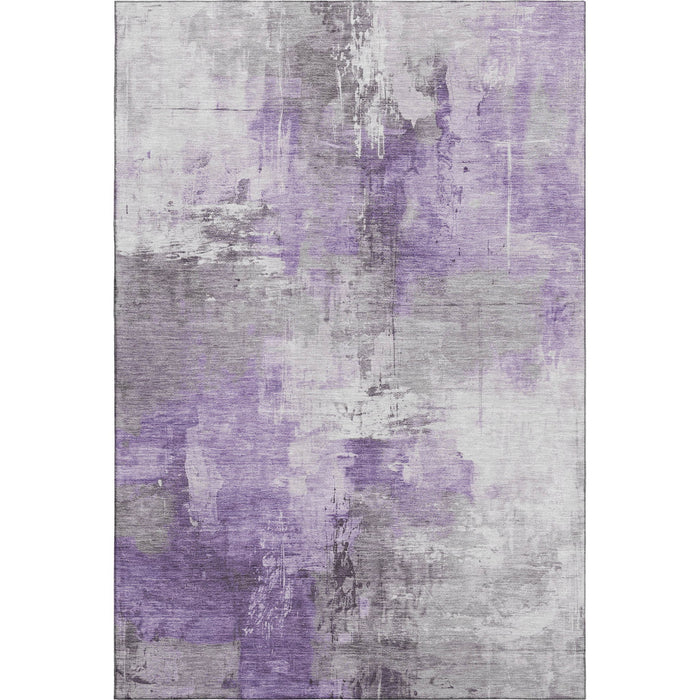 10' X 14' Abstract Washable Area Rug With UV Protection (696680) - Purple / Ivory / Gray
