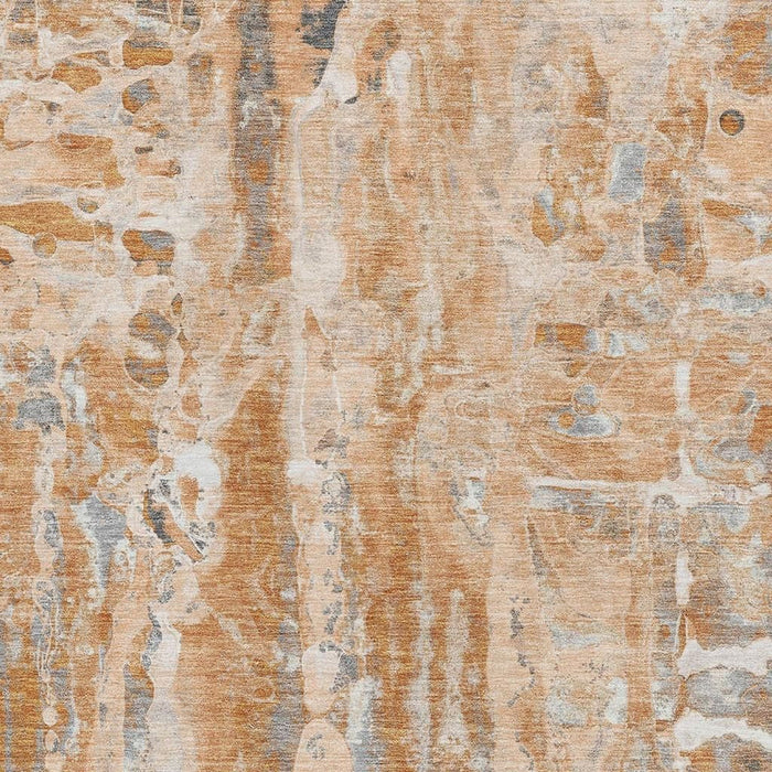 10' X 14' Abstract Washable Area Rug With UV Protection (718520) - Orange / Ivory