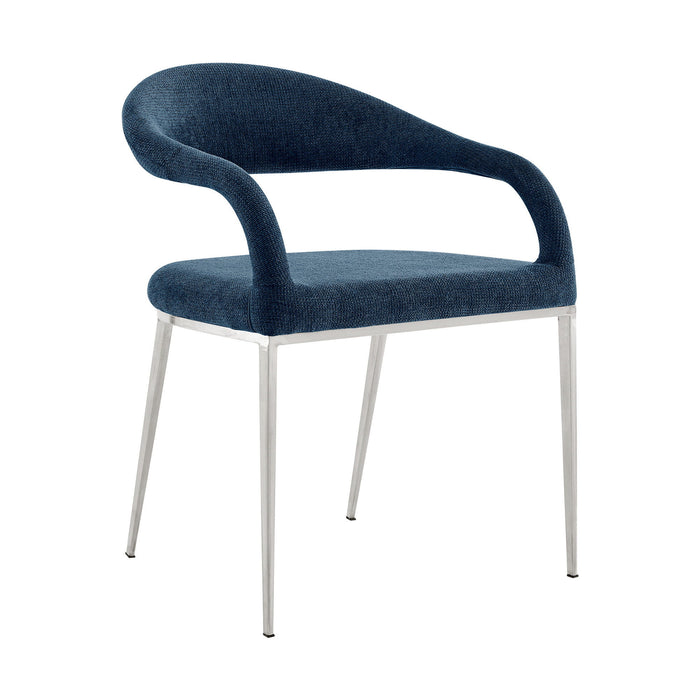 Upholstered Polyester Open Back Dining Arm Chairs (Set of 2) - Blue