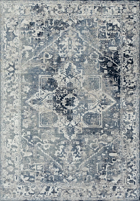 7' X 9' Tribal Washable Area Rug With UV Protection (609871) - Blue / Beige