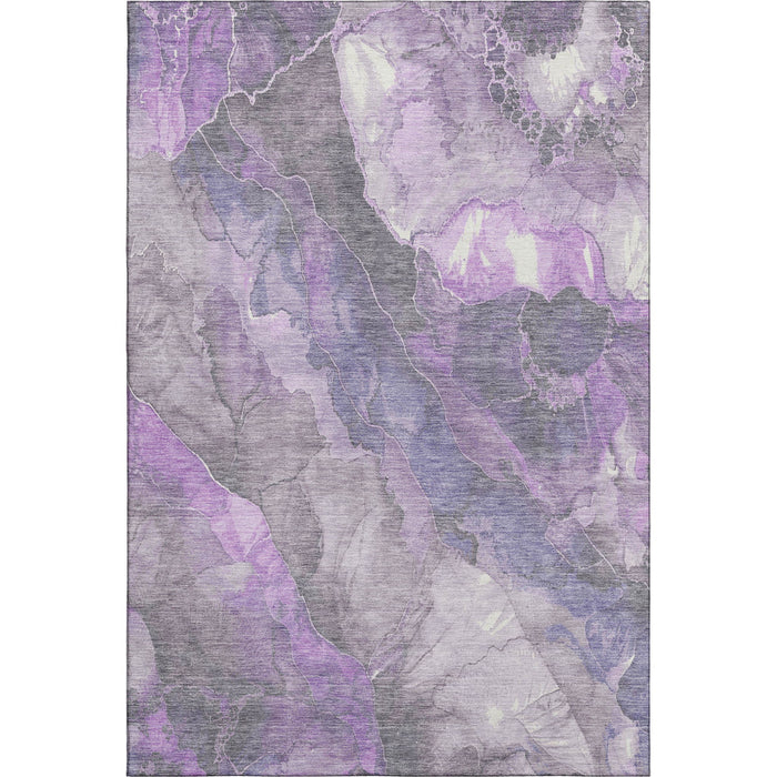10' X 14' Floral Washable Area Rug With UV Protection (701395) - Purple / Ivory / Gray