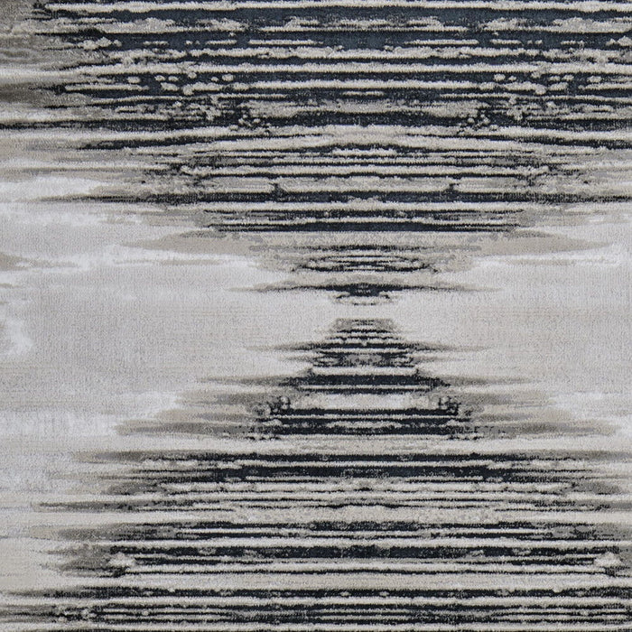 8' x 10' Geometric Power Loom Area Rug - Black And Silver
