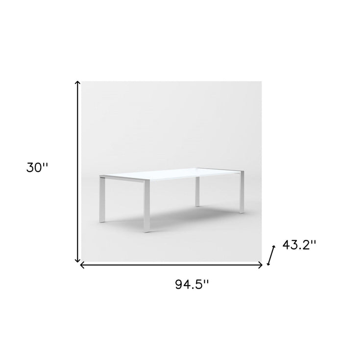 95" Stainless Steel Dining Table - White