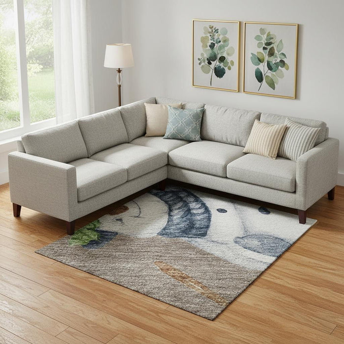10' X 14' Geometric Washable Area Rug With UV Protection (702437) - Taupe / Blue / Green